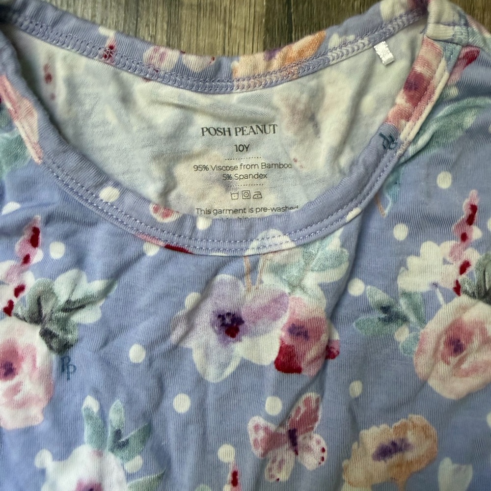 Posh Peanut Bamboo Lavender Floral Top Girls 10 Shorts Set NEW - Picture 2 of 3